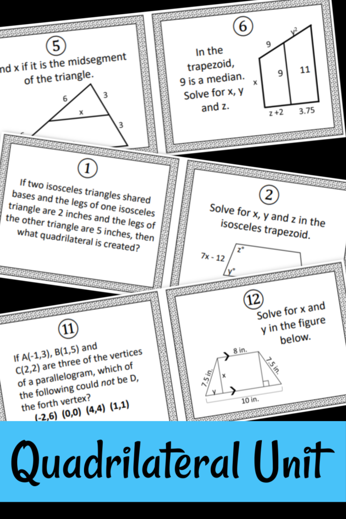 quadrilaterals worksheet high school