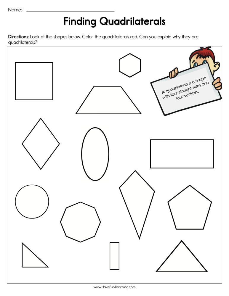 Finding Quadrilaterals Worksheet  