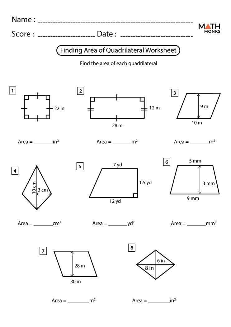 quadrilaterals worksheet