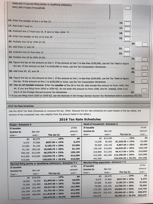 qualified dividends and capital gain tax worksheet line 44