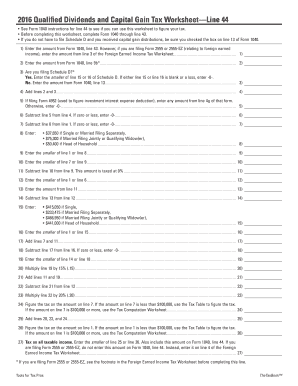 qualified dividends and capital gain tax worksheet line 44