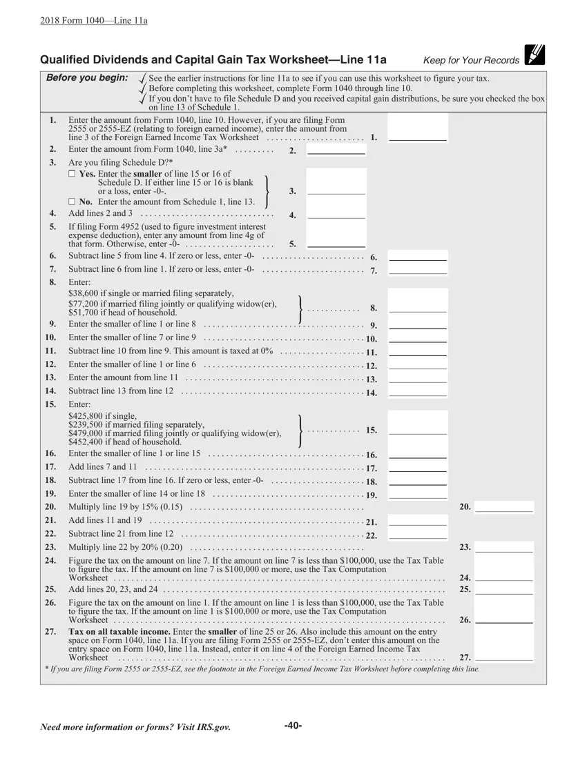 qualified dividends and capital gains tax worksheet