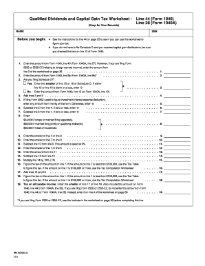 qualified dividends and capital gains tax worksheet