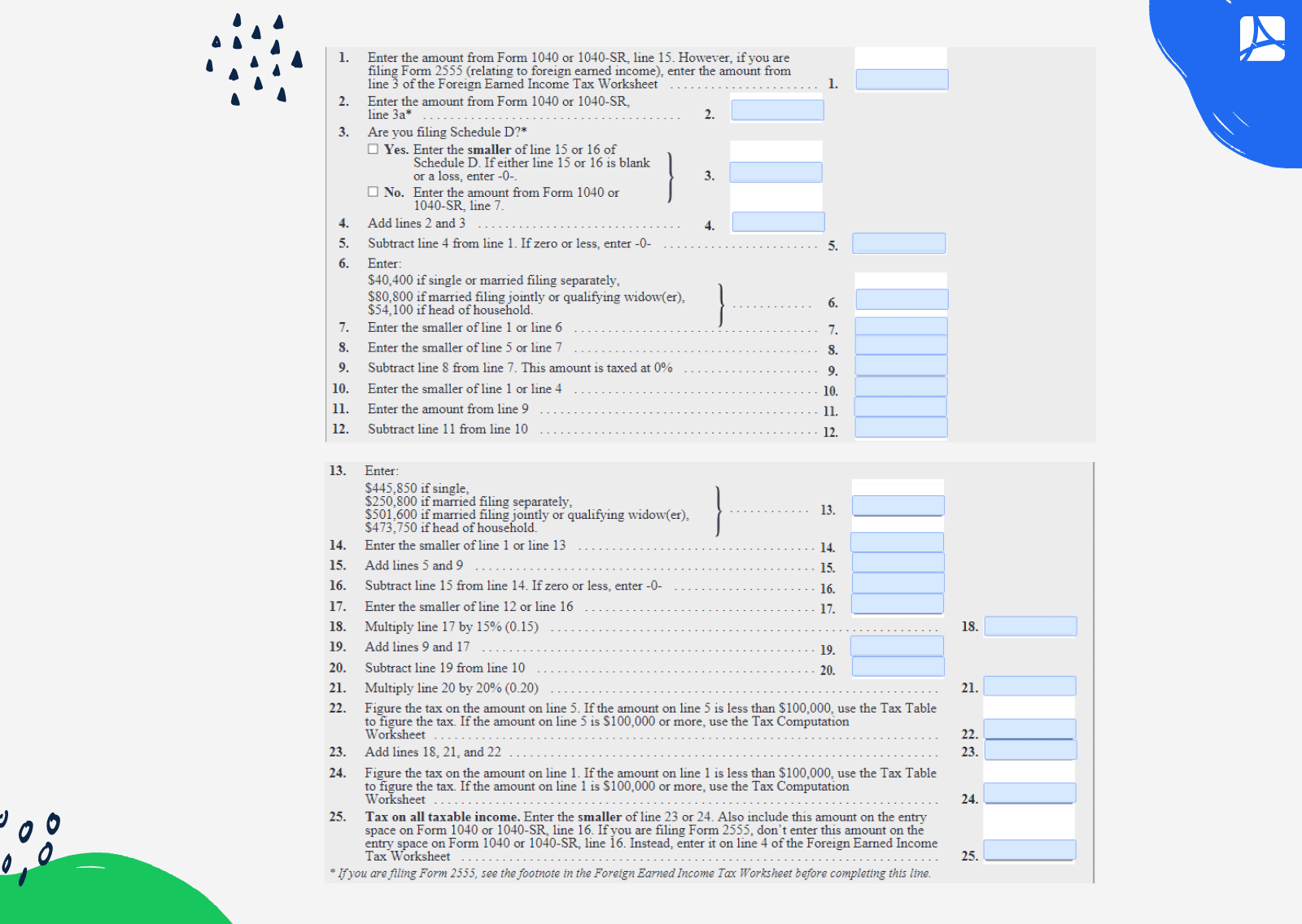 Qualified Dividends and Capital Gain Tax Worksheet 2023 | PDFliner