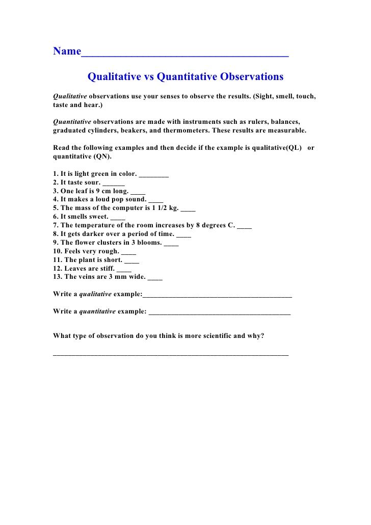 Qualitative vs quantitative observations