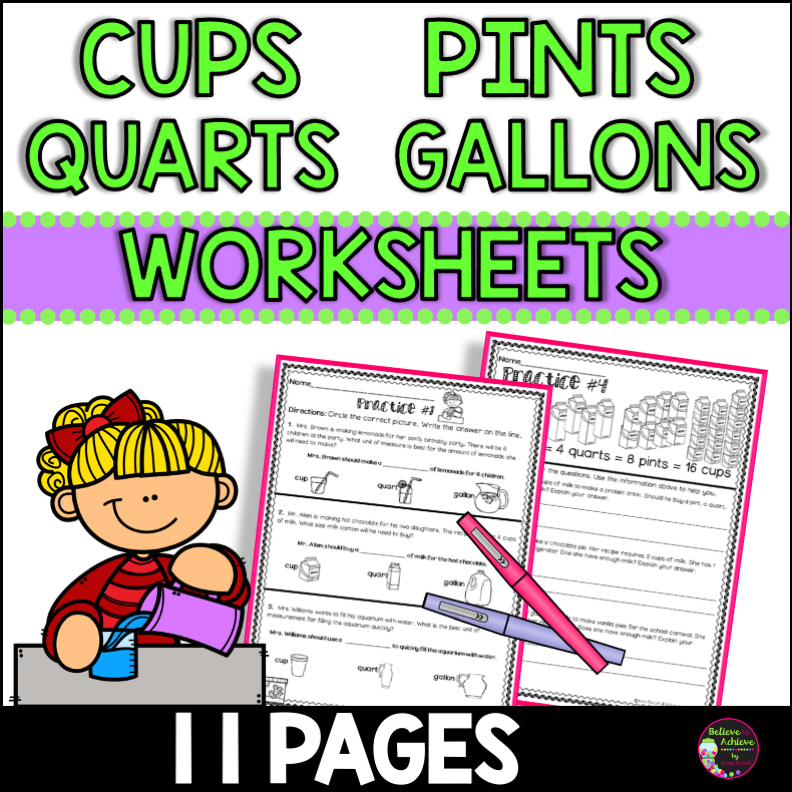 quart cup measurement worksheet