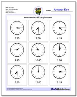 Telling Analog Time: Quarter Hours