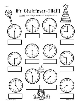 Christmas Telling Time - to the hour, half hour and quarter hour ...