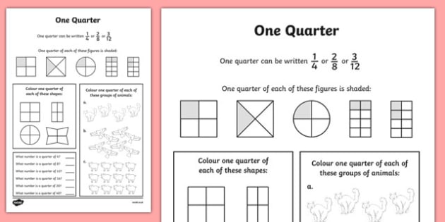 Fractions Halves and Quarters Worksheet - Twinkl Numeracy