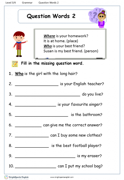 Question Words Worksheet 2 - English Treasure Trove