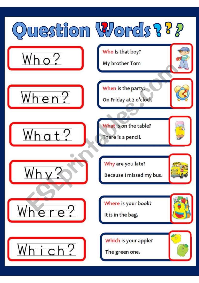 Question Words - ESL worksheet by Victoria-Ladybug
