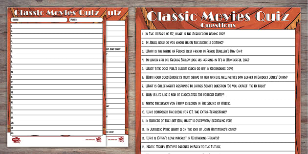 Classic Movies Quiz | Twinkl Party (teacher made) - Twinkl