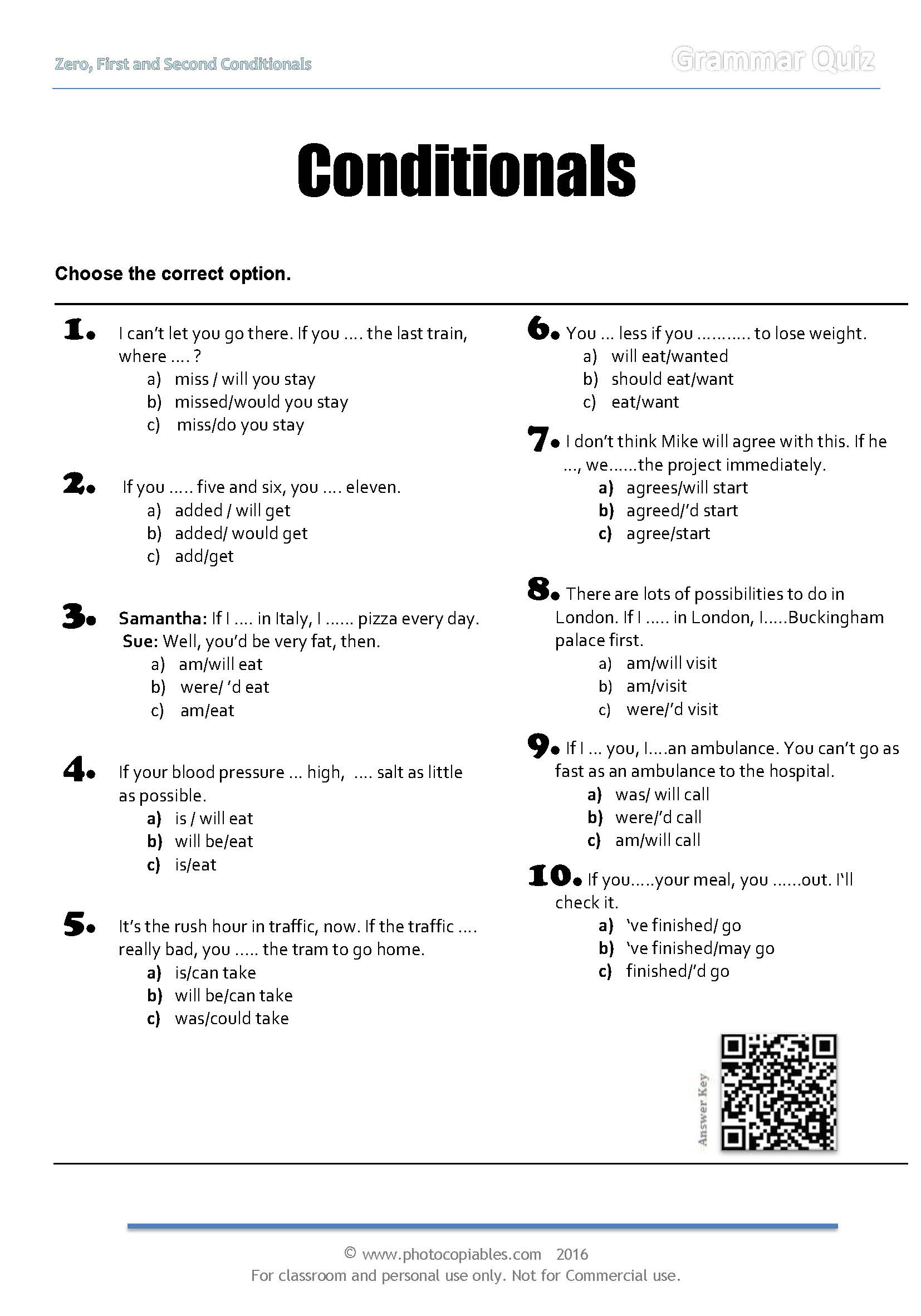 Conditionals Quiz 1 | photocopiables - Worksheets Library