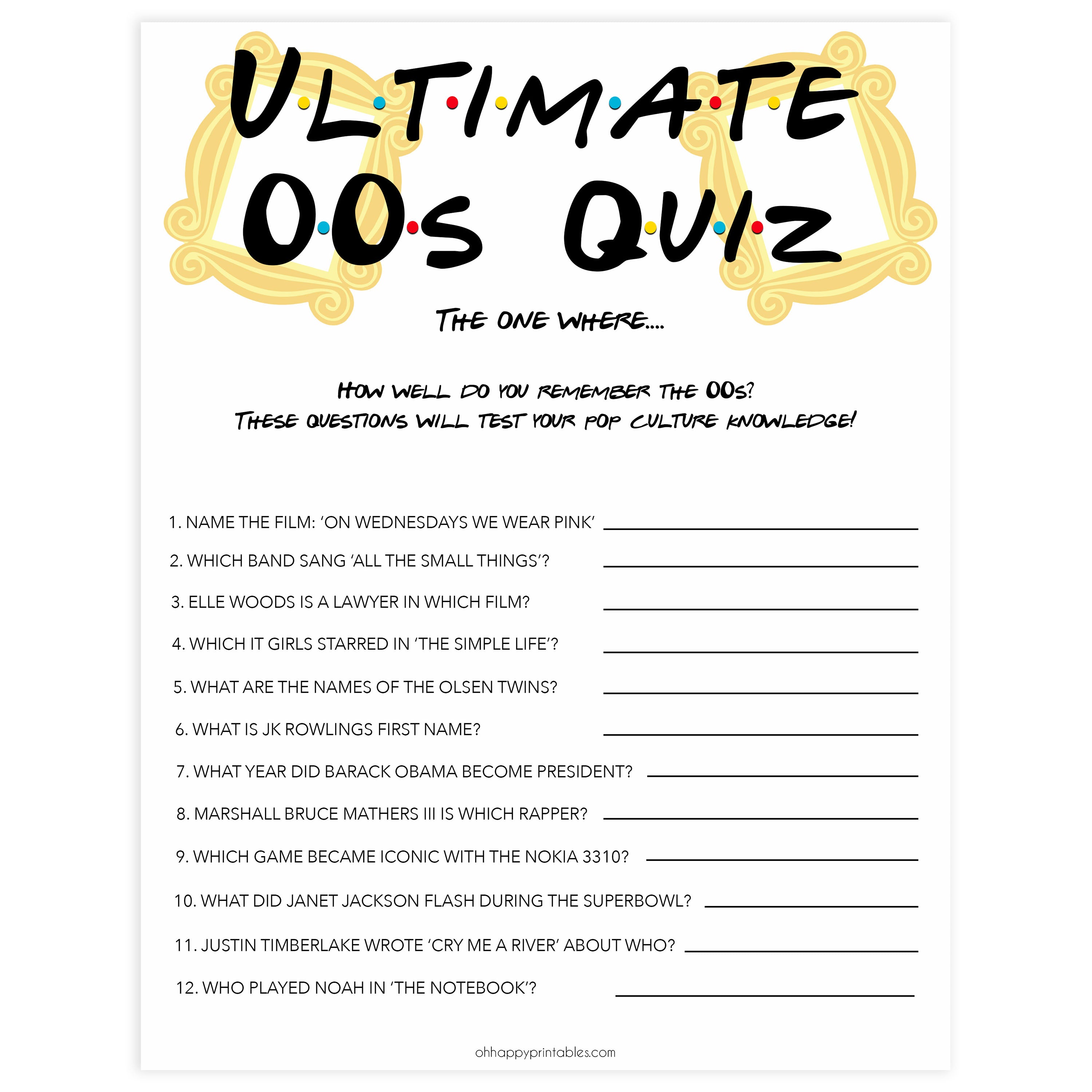 quiz printables