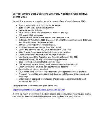 quiz questions based on current affairs