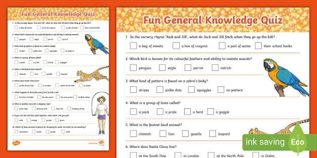 Fun General Knowledge Quiz (teacher made) - Twinkl