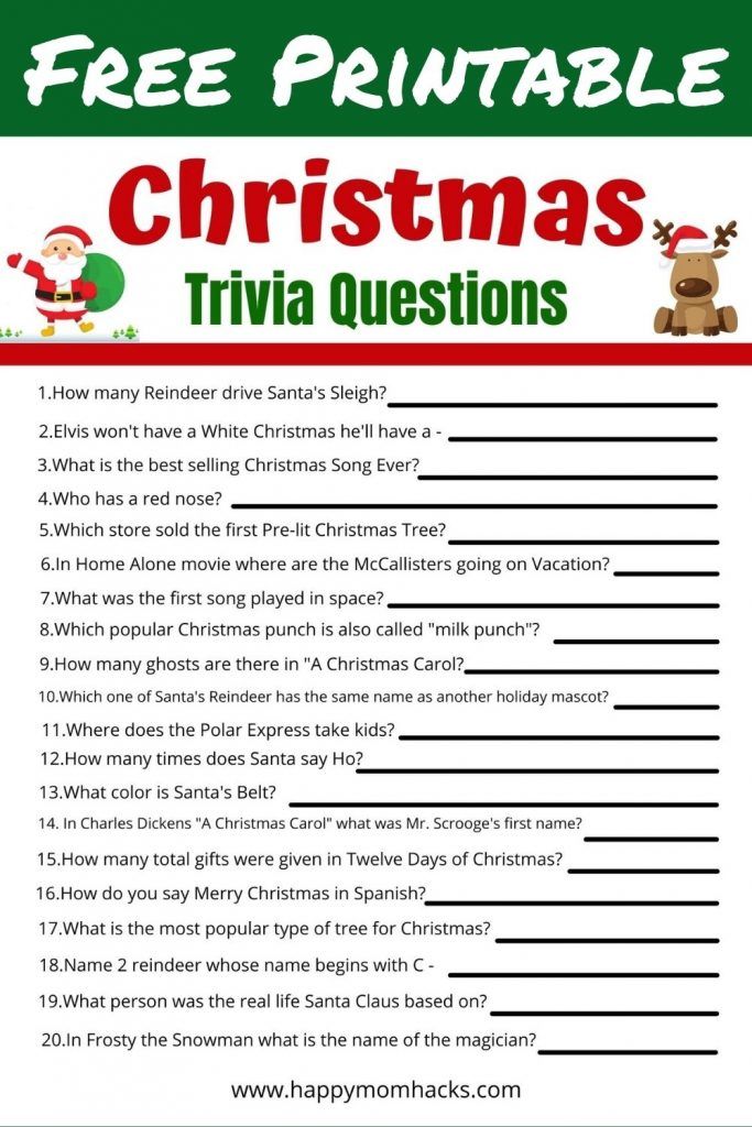 quiz questions xmas
