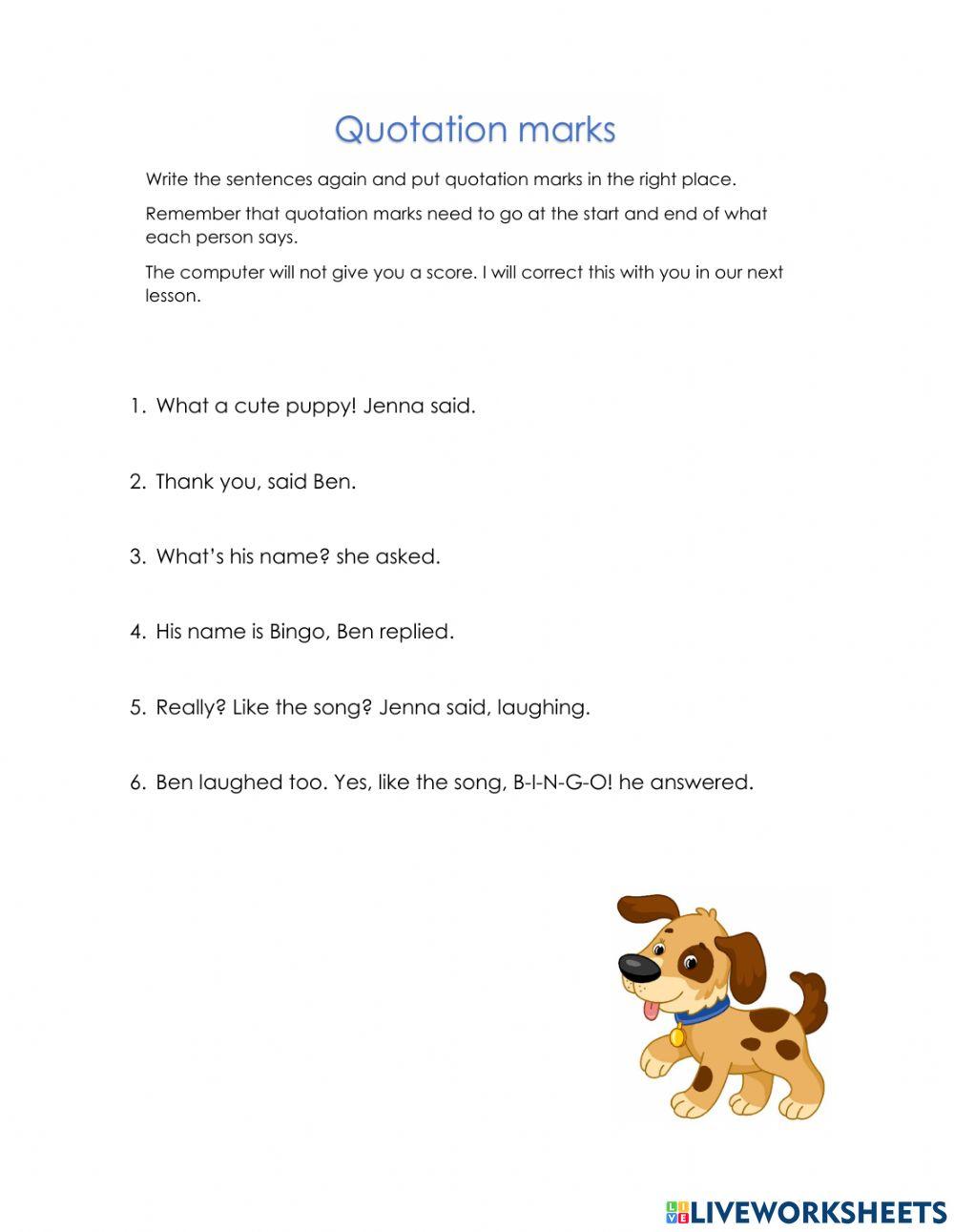 Quotation marks activity for grade 2 Live Worksheets Worksheets Library