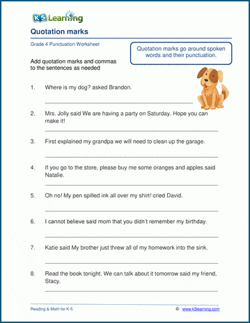 Quotation marks worksheets | Worsheets library