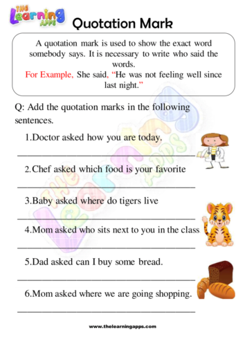Free Printable Quotation Marks Worksheets For Kids