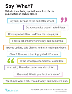 Quotation Marks: Say What? | Worksheet 