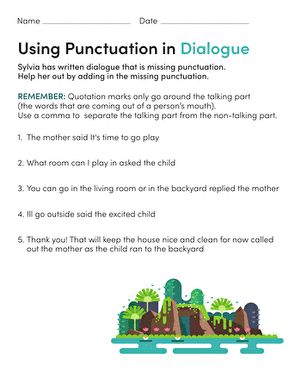 Using Punctuation in Dialogue | Worksheet 