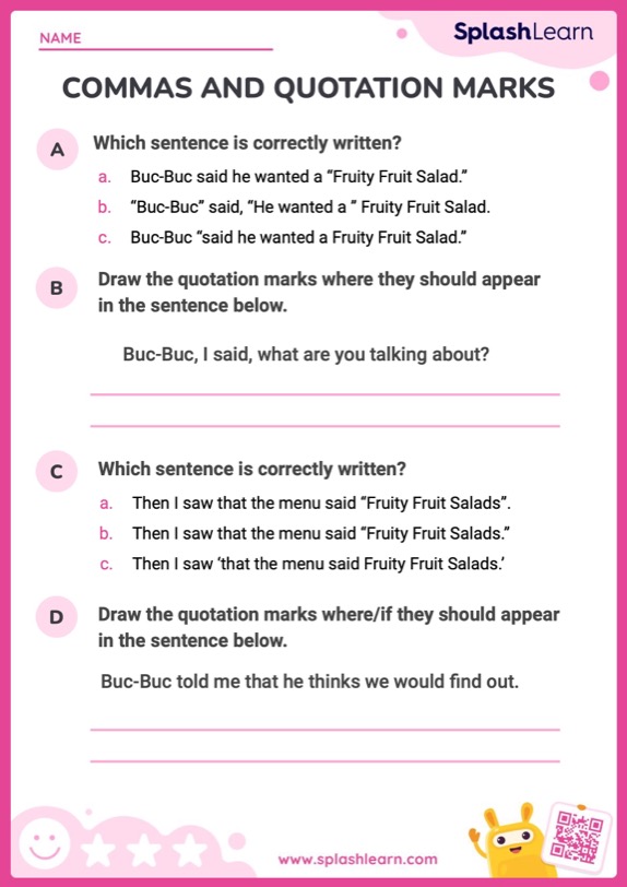 Punctuation Mastery: Commas &  Quotation Marks - ELA Worksheets ...
