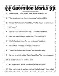 Quotation Marks Worksheets