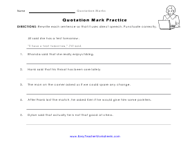 Quotation Marks Worksheets