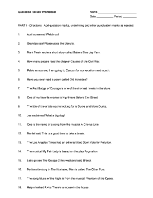 Quotation Marks Worksheets PDF: Complete with ease | airSlate SignNow