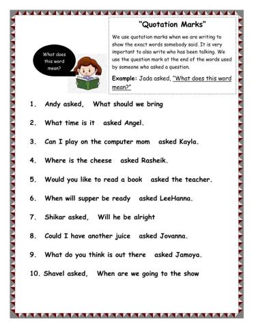 Quotation Marks exercise  