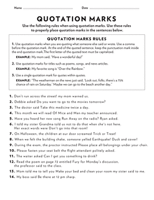 Quotation Marks | Worksheet 