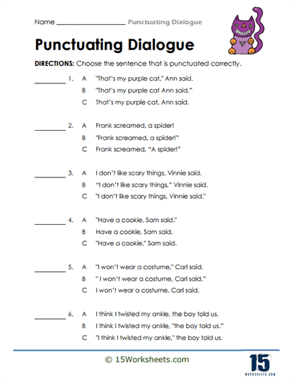 quotation practice worksheet