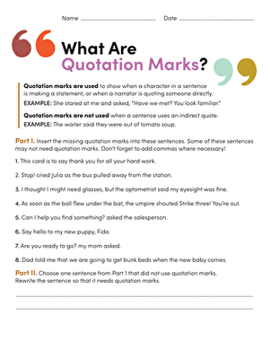 What Are Quotation Marks? | Worksheet 