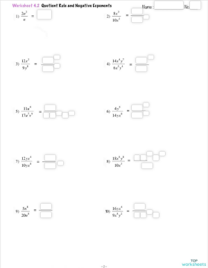 Worksheet 4.2 Quotient Rule. Interactive worksheet | TopWorksheets