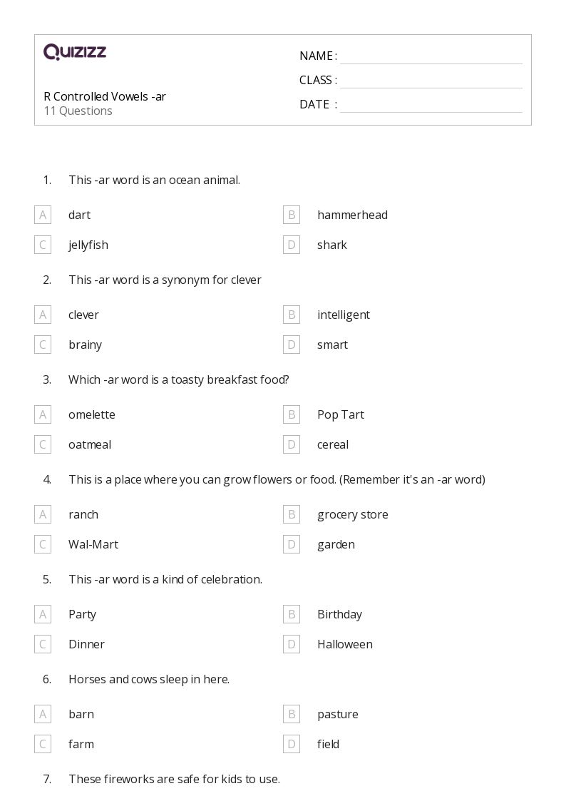 50+ R-Controlled Vowels worksheets for 2nd Grade on Quizizz | Free ...