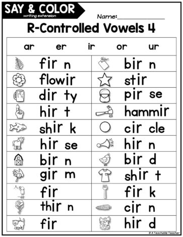 Say and Color - R-Controlled Vowels - A Teachable Teacher