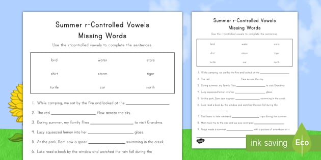 Summer R-Controlled Vowels Activity (teacher made) - Twinkl