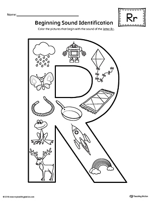 Letter R Beginning Sound Color Pictures Worksheet ...