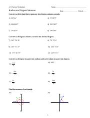 radian and degree measure worksheet answers