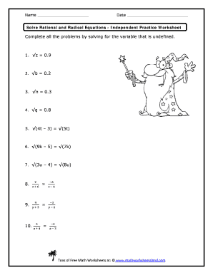 Solving Radical Equations worksheet by Sarah Dragoon | TPT
