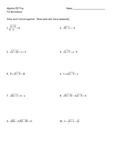 radical expressions and equations worksheet