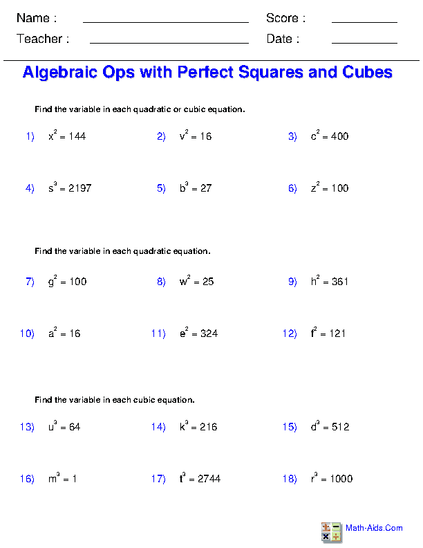 Exponents and Radicals Worksheets | Exponents &  Radicals ...