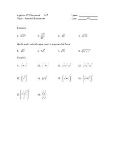 Rational Exponents Worksheet for 9th Grade | Lesson Planet