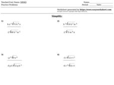 Dividing Radicals Worksheet for 9th - 12th Grade | Lesson Planet