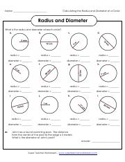 radius and diameter worksheet answers
