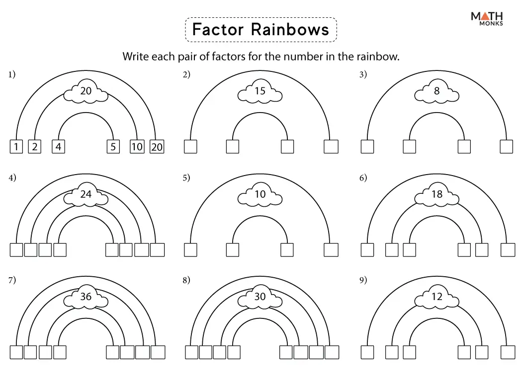 rainbow factors worksheet