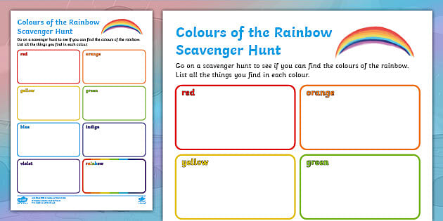 rainbow scavenger hunt printable