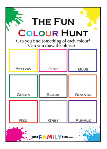 3 Free Printable Colour Scavenger Hunt Games | Just Family Fun