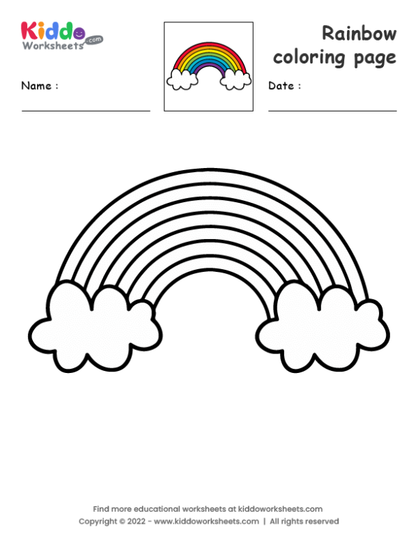 Free Printable Rainbow coloring page Worksheet - kiddoworksheets